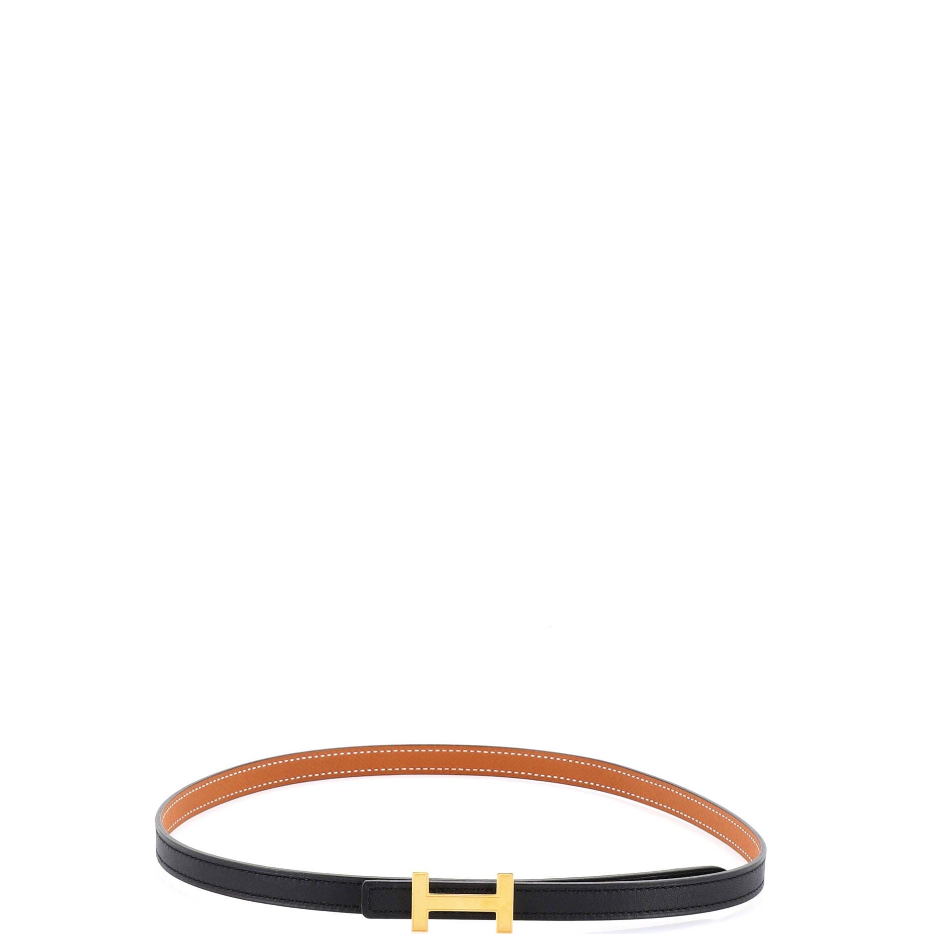 Pre-Owned Hermes Focus Reversible Belt Leather Thin, Alternate, color, Black