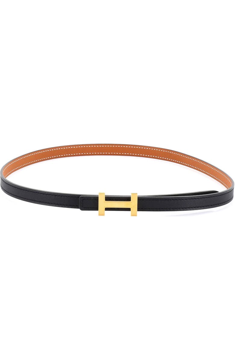 Pre-Owned Hermes Focus Reversible Belt Leather Thin, Alternate, color, Black