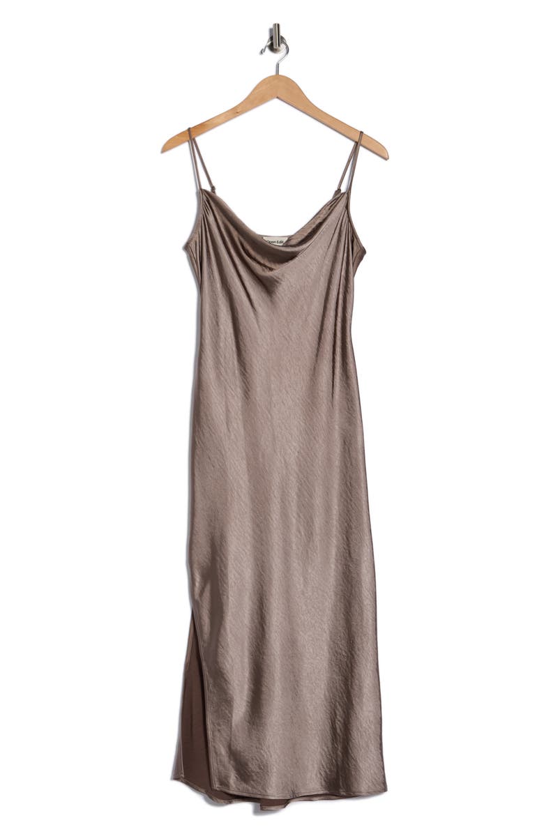 Open Edit Cowl Neck Satin Slipdress, Alternate, color, Tan Dusk