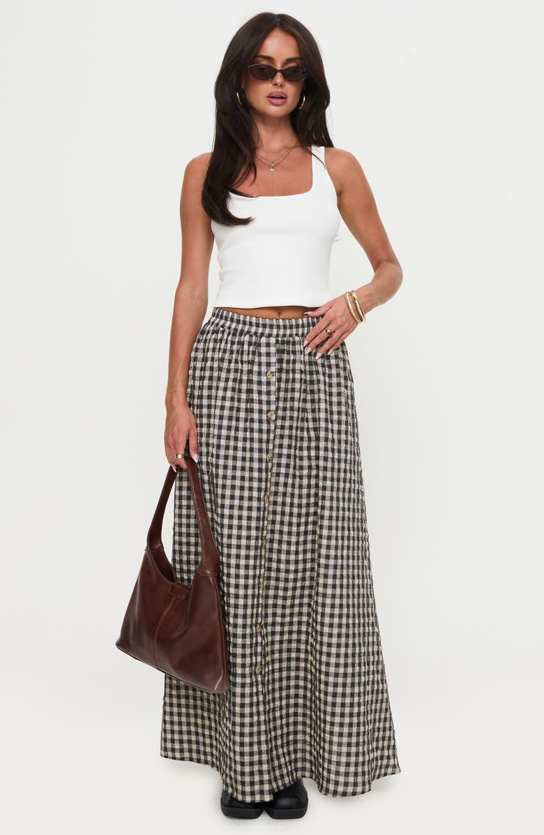 Princess Polly Cartmel Check Maxi Skirt, Alternate, color, Black / Cream