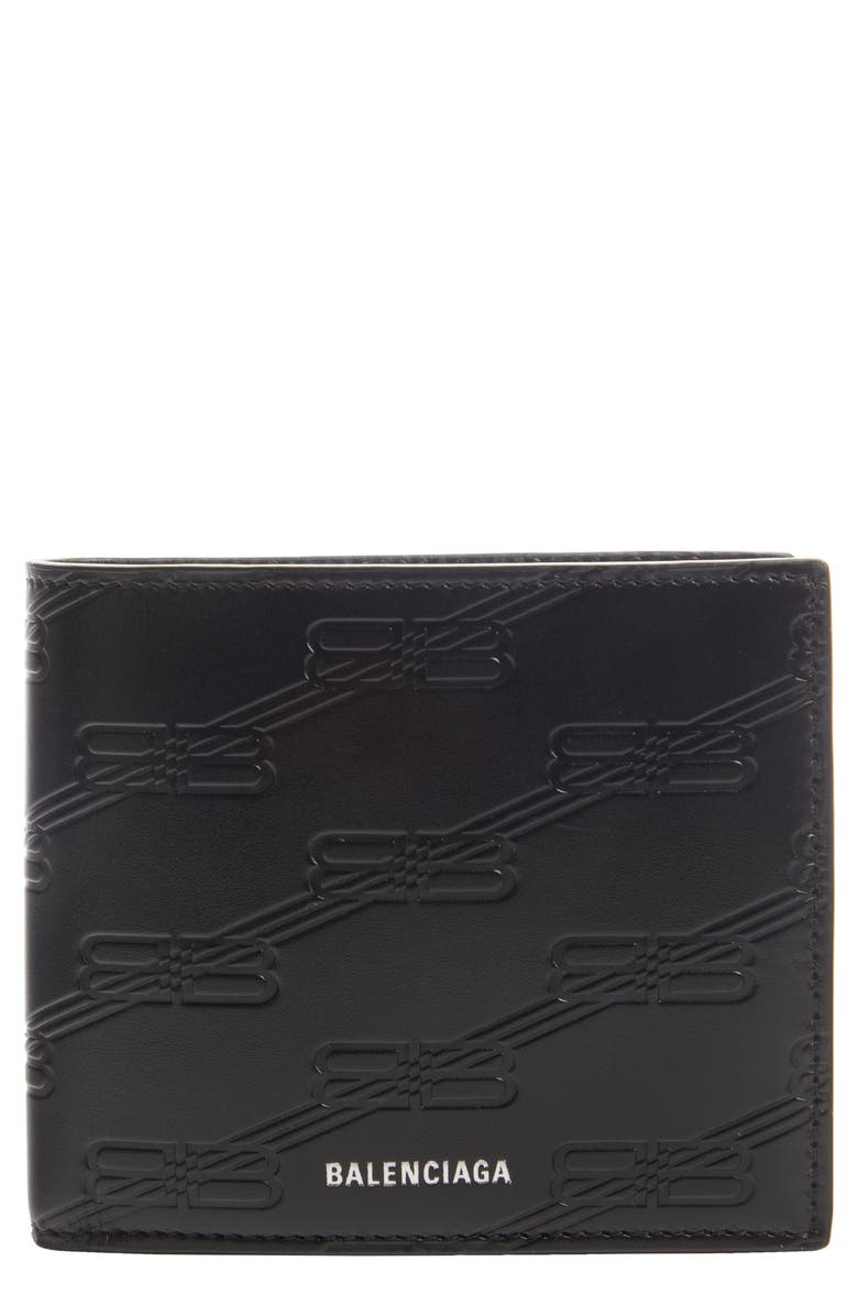Balenciaga BB License Logo Leather Bifold Wallet, Main, color, 