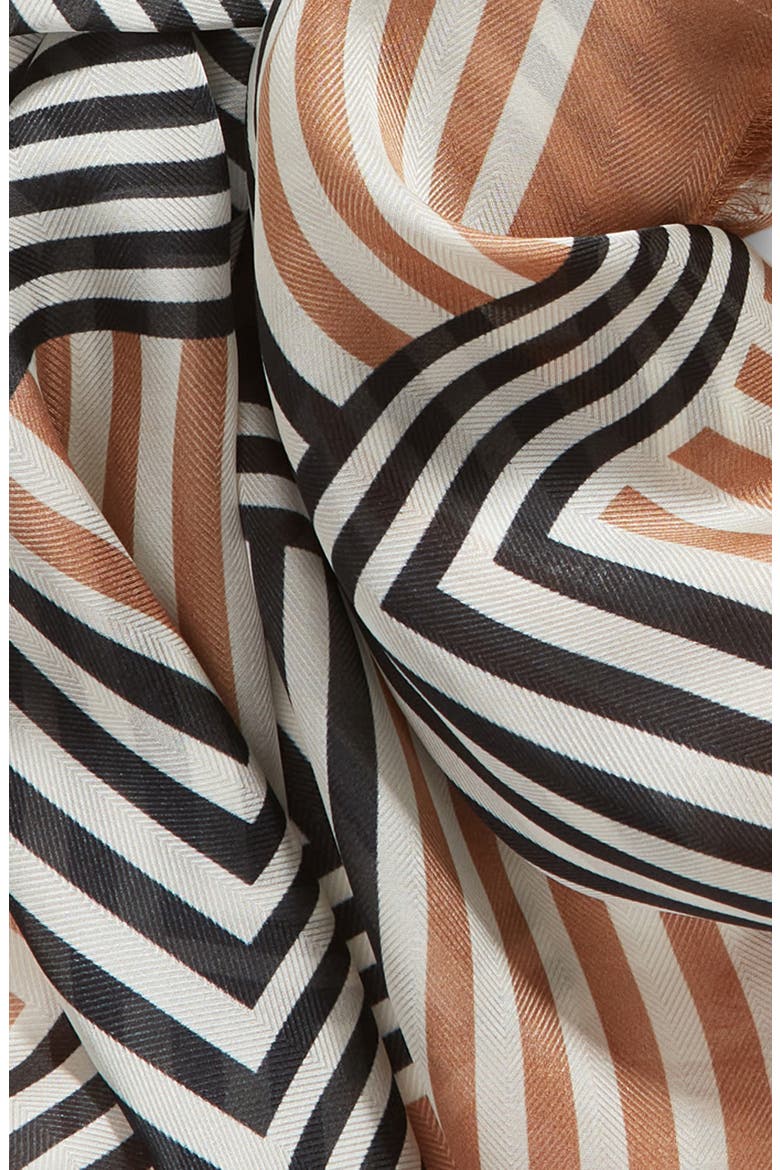 Fringe Herringbone Silk Scarf, Alternate, color, RUST STRIPE MIX
