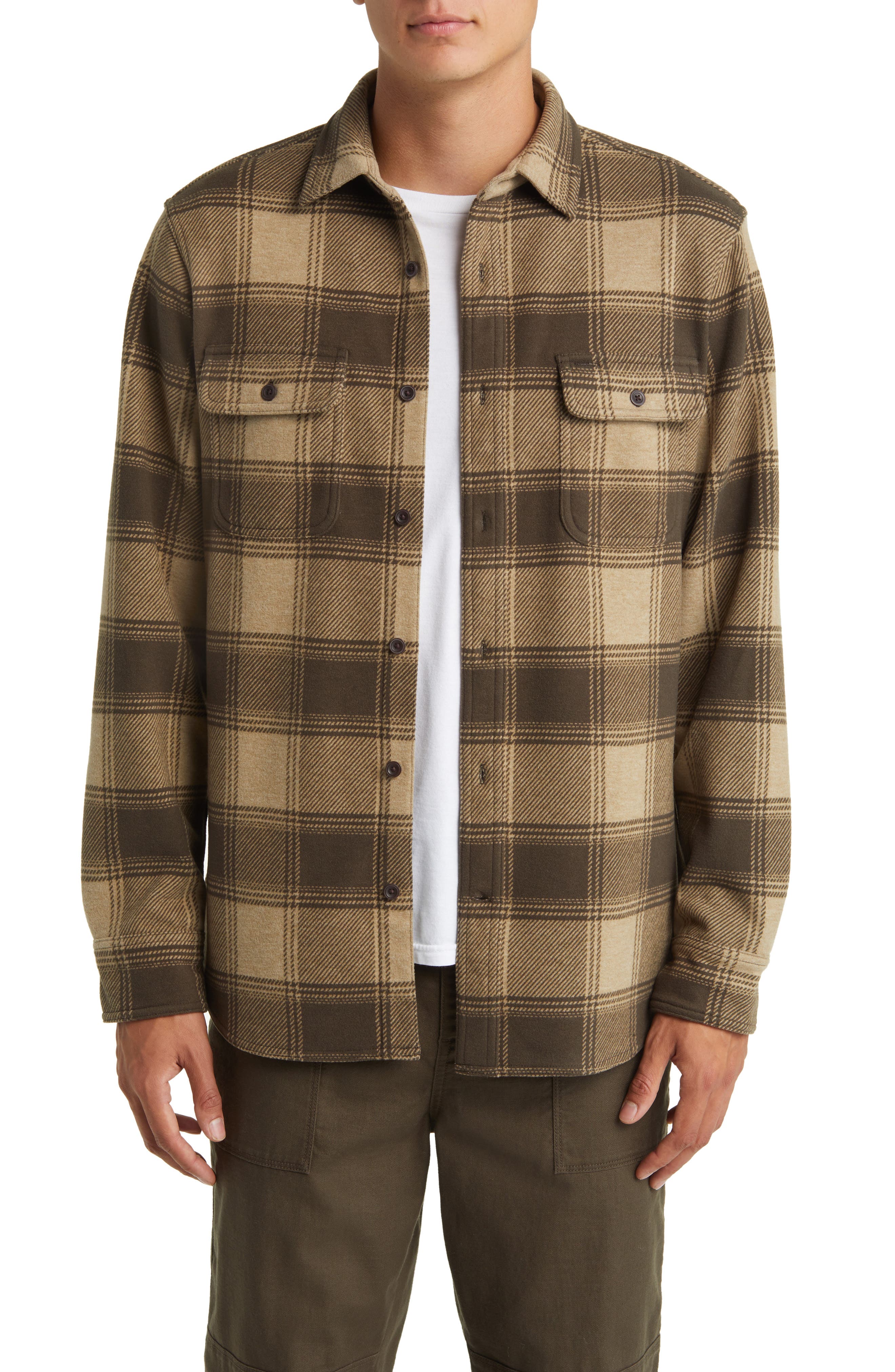 Treasure & Bond Trim Fit Check Button-Up Overshirt (Men) | Nordstrom