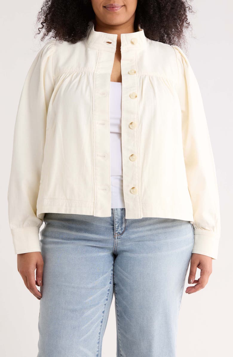 Treasure & Bond High Neck Stretch Cotton Twill Jacket, Alternate, color, Ecru