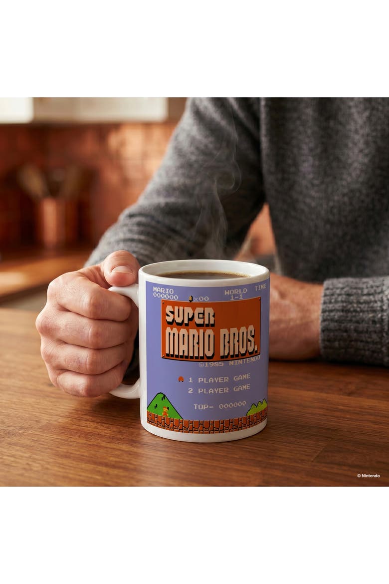 11 oz Super Mario Bros Retro Title Ceramic Mug, Alternate, color, White