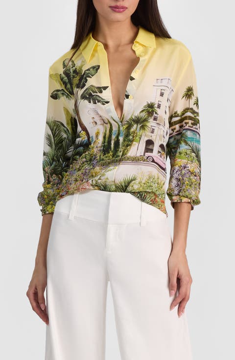 Willa Print Silk Button-Up Shirt