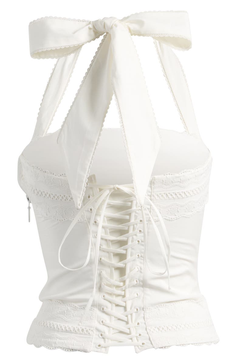 HOUSE OF CB Cosette Halter Neck Crop Top, Alternate, color, White