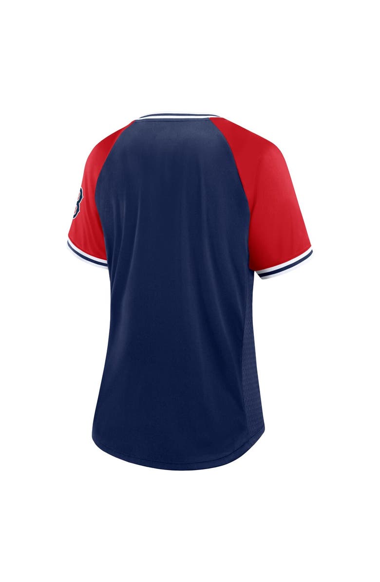 FANATICS Women's Fanatics Branded Navy Boston Red Sox Glitz & Glam League Diva Raglan V-Neck T-Shirt, Alternate, color, 