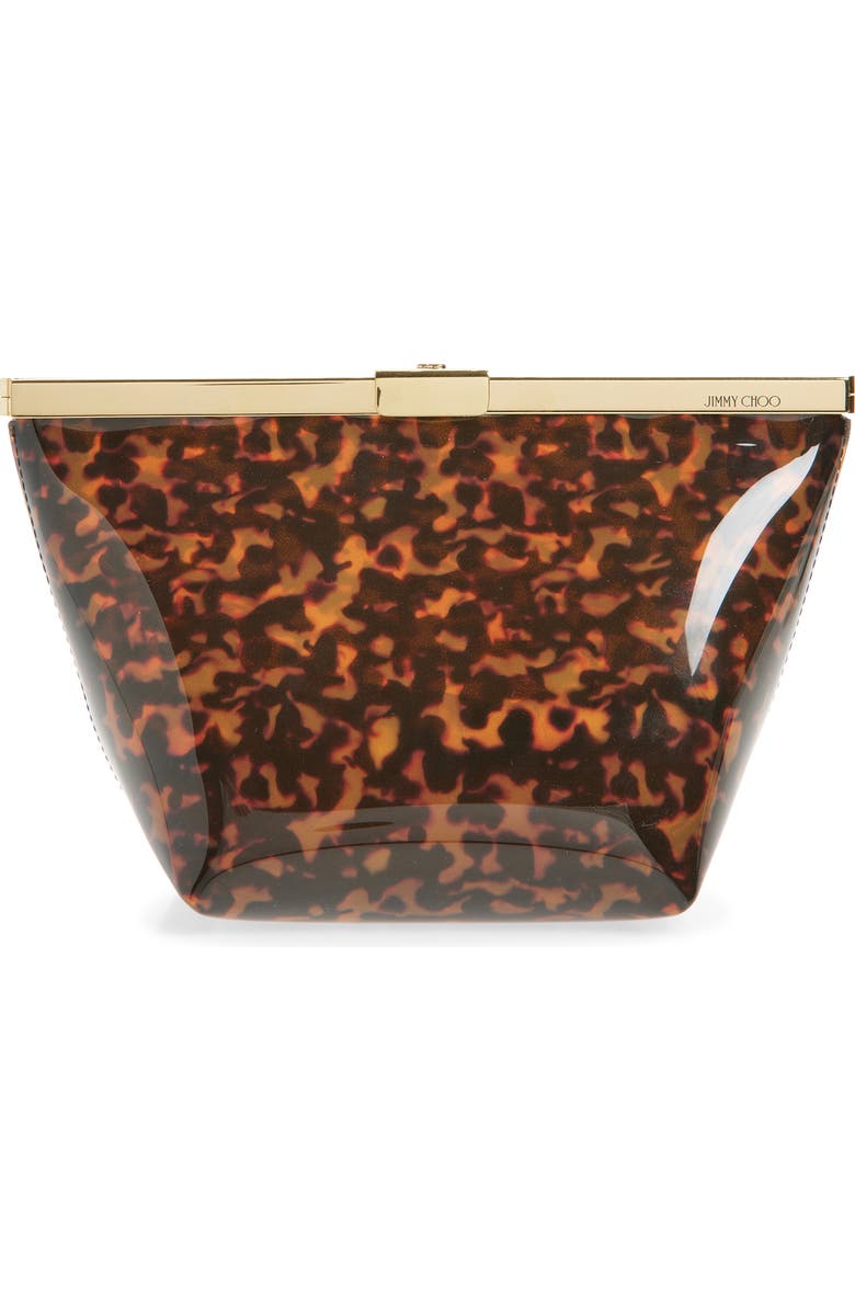 Jimmy Choo Ganache Transparent Tortoisehell Clutch, Main, color, Tortoiseshell