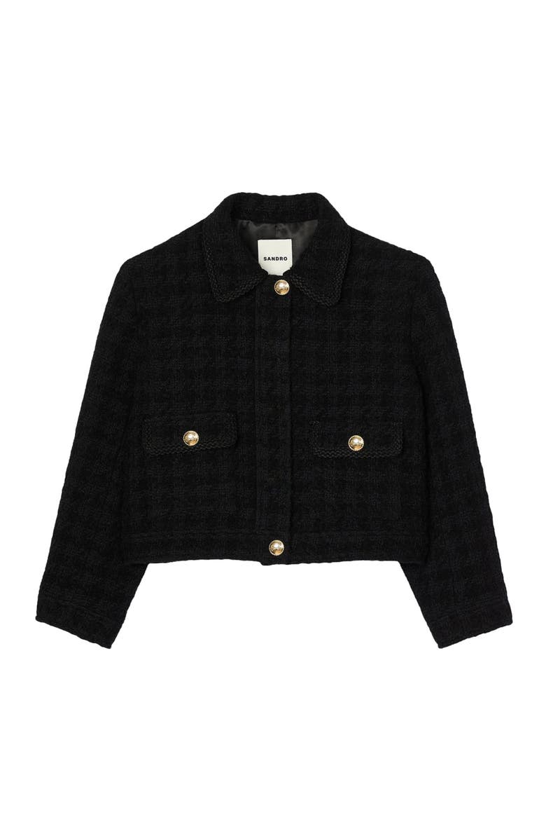 SANDRO Cropped tweed jacket, Alternate, color,