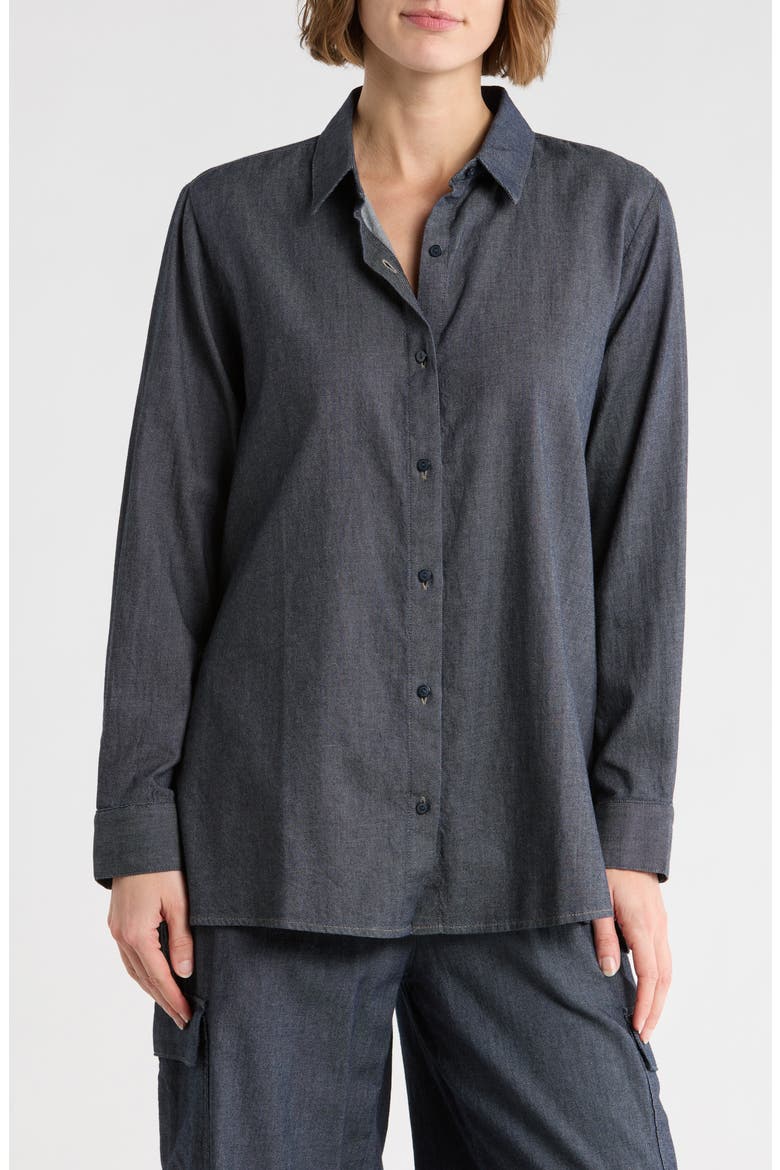 Classic Collar Button-Up Shirt, Main, color, DENIM