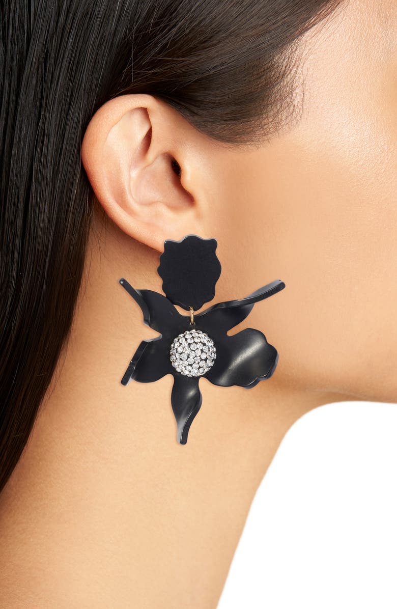 Lele Sadoughi Crystal Clip-On Drop Earrings, Alternate, color, Jet