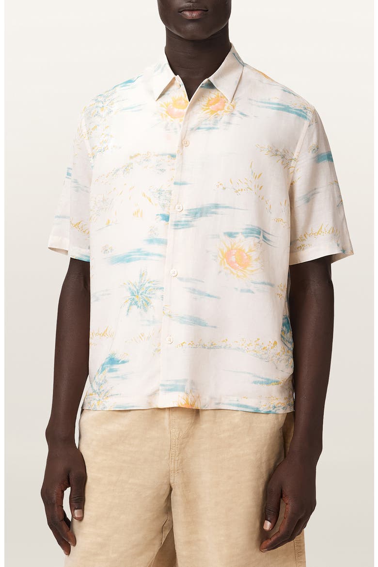 Breezer Floral Short Sleeve Button-Up Shirt, Main, color, CANDY YELLOW