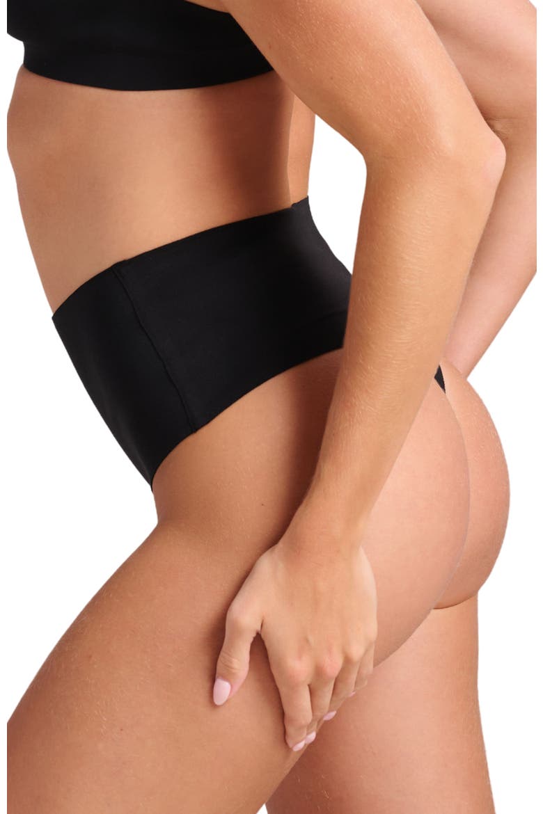 Organic Cotton No-Show Shaping Thong, Alternate, color, Black