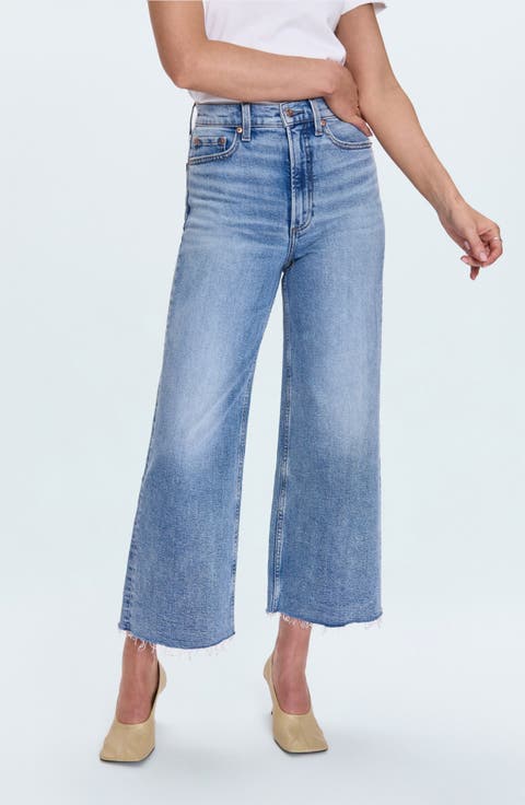 Lana Raw Hem Ankle Wide Leg Jeans
