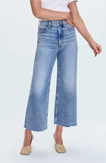 Lana Raw Hem Ankle Wide Leg Jeans