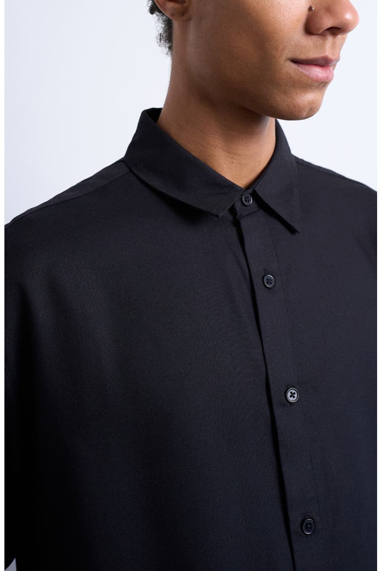 Relaxed Fit Twill Button-Up Shirt, Alternate, color, BLACK