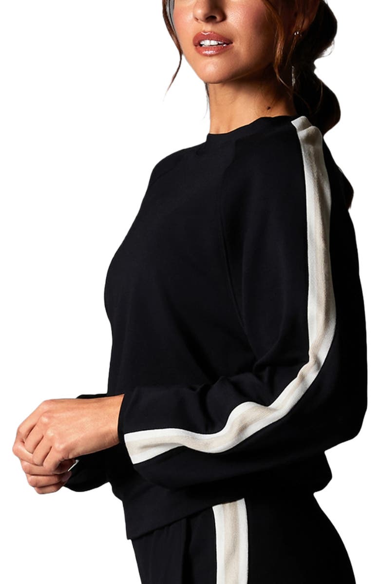 Tavi Ease Crew Stripe Sweatshirt, Main, color, Ebony Coconut