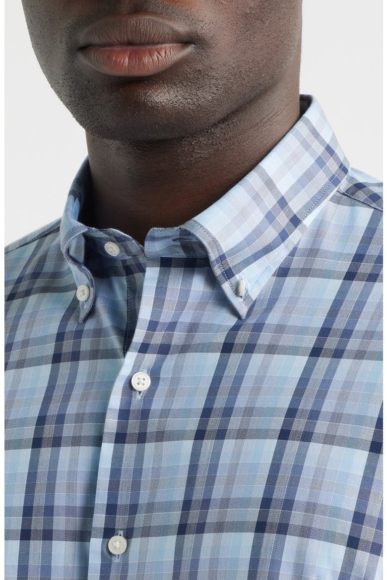 Swope Plaid Performance Twill Button-Down Shirt, Alternate, color, CROWN BLUE