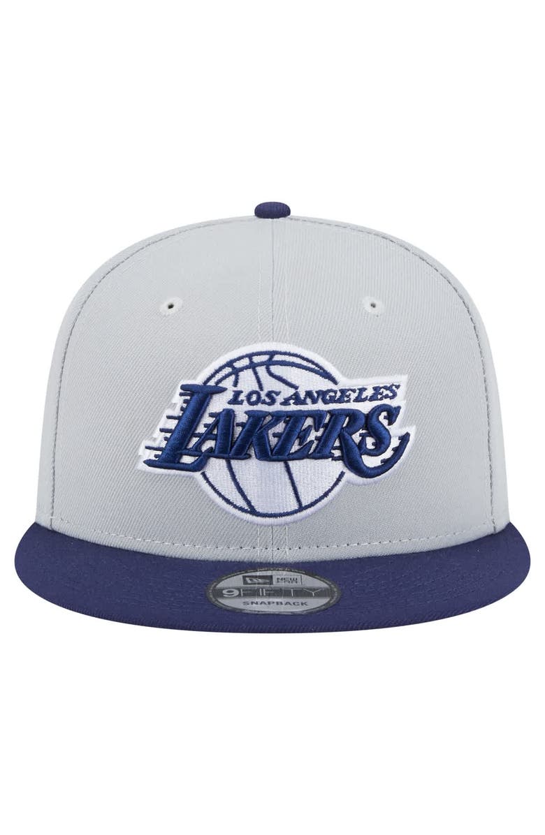 New Era Men's New Era  Gray/Navy Los Angeles Lakers Color Pack Two-Tone 9FIFTY Snapback Hat, Alternate, color, 