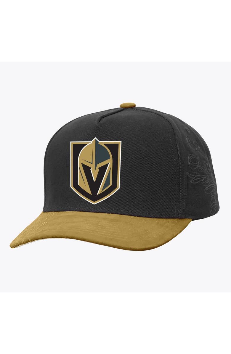 Mitchell & Ness Black/Gold Vegas Golden Knights May Flowers Pro Crown Adjustable Hat, Main, color, Black