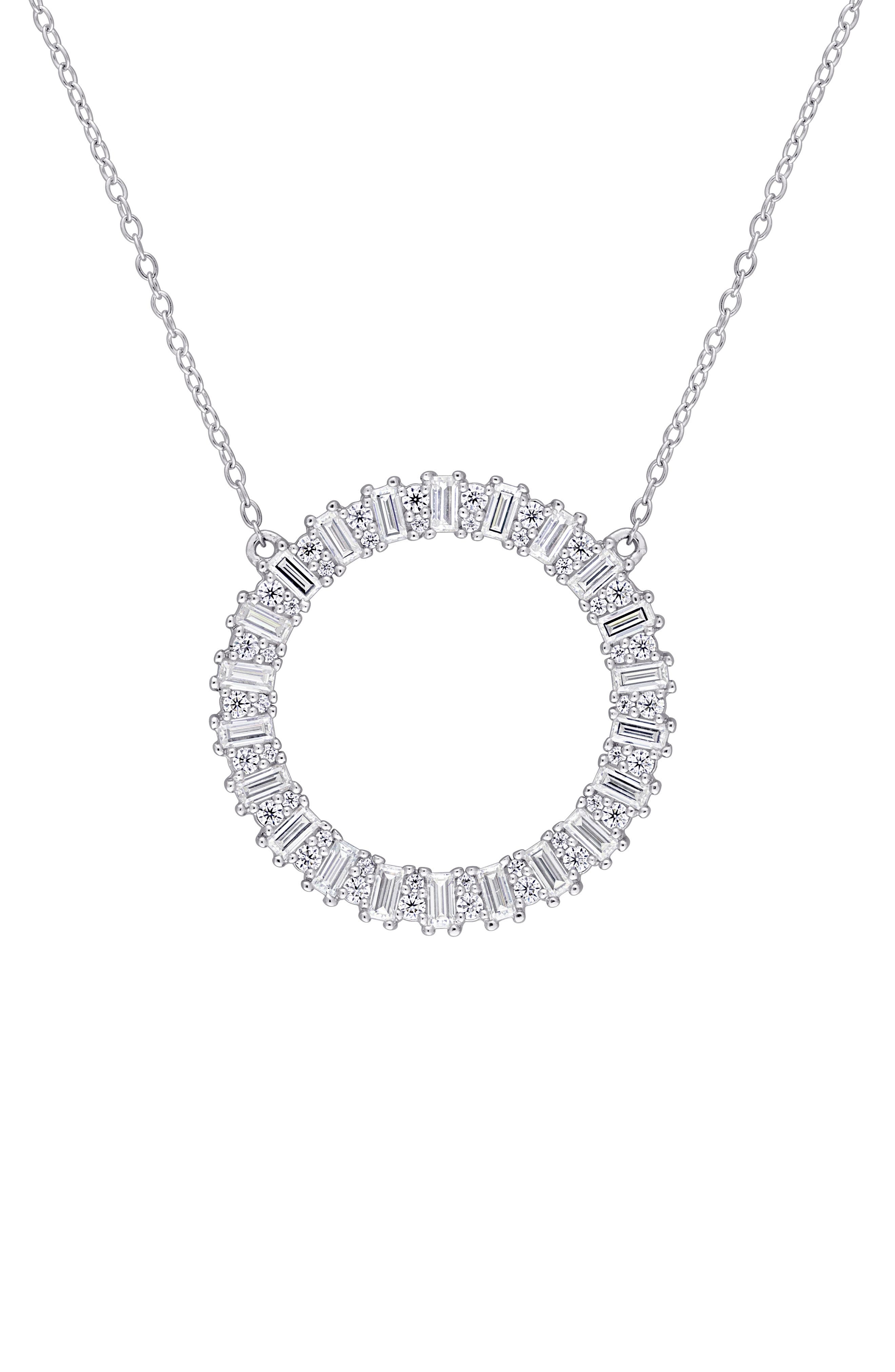 DELMAR Sterling Silver Created Moissanite Necklace