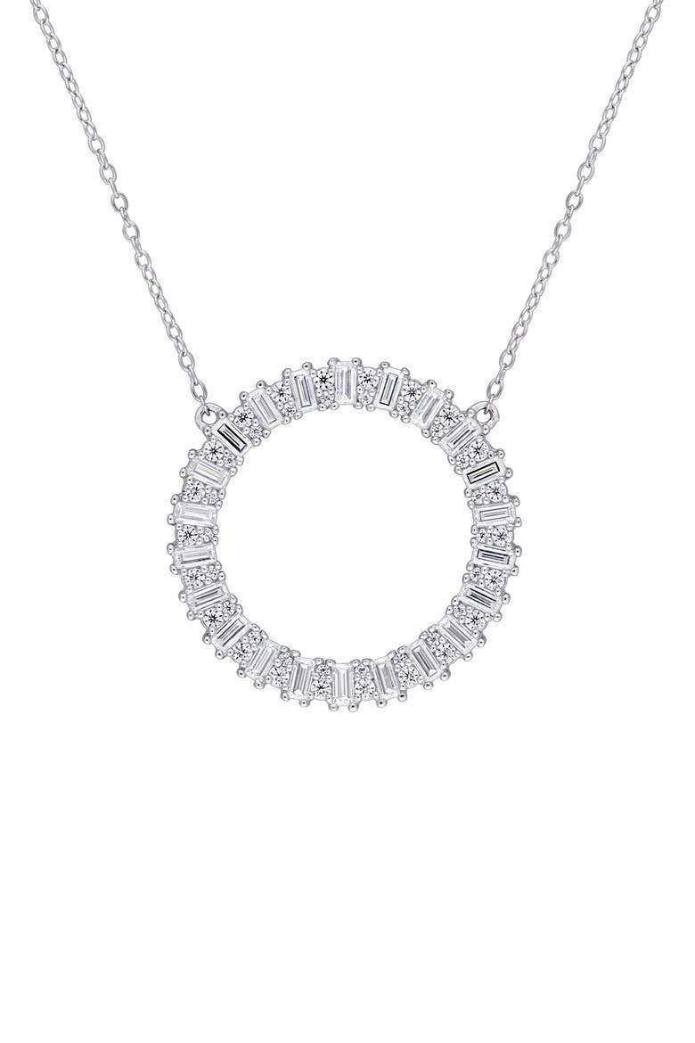 Sterling Silver Created Moissanite Necklace, Main, color, SILVER