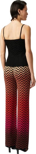 Straight Trousers With Dégradé Chevron Motif