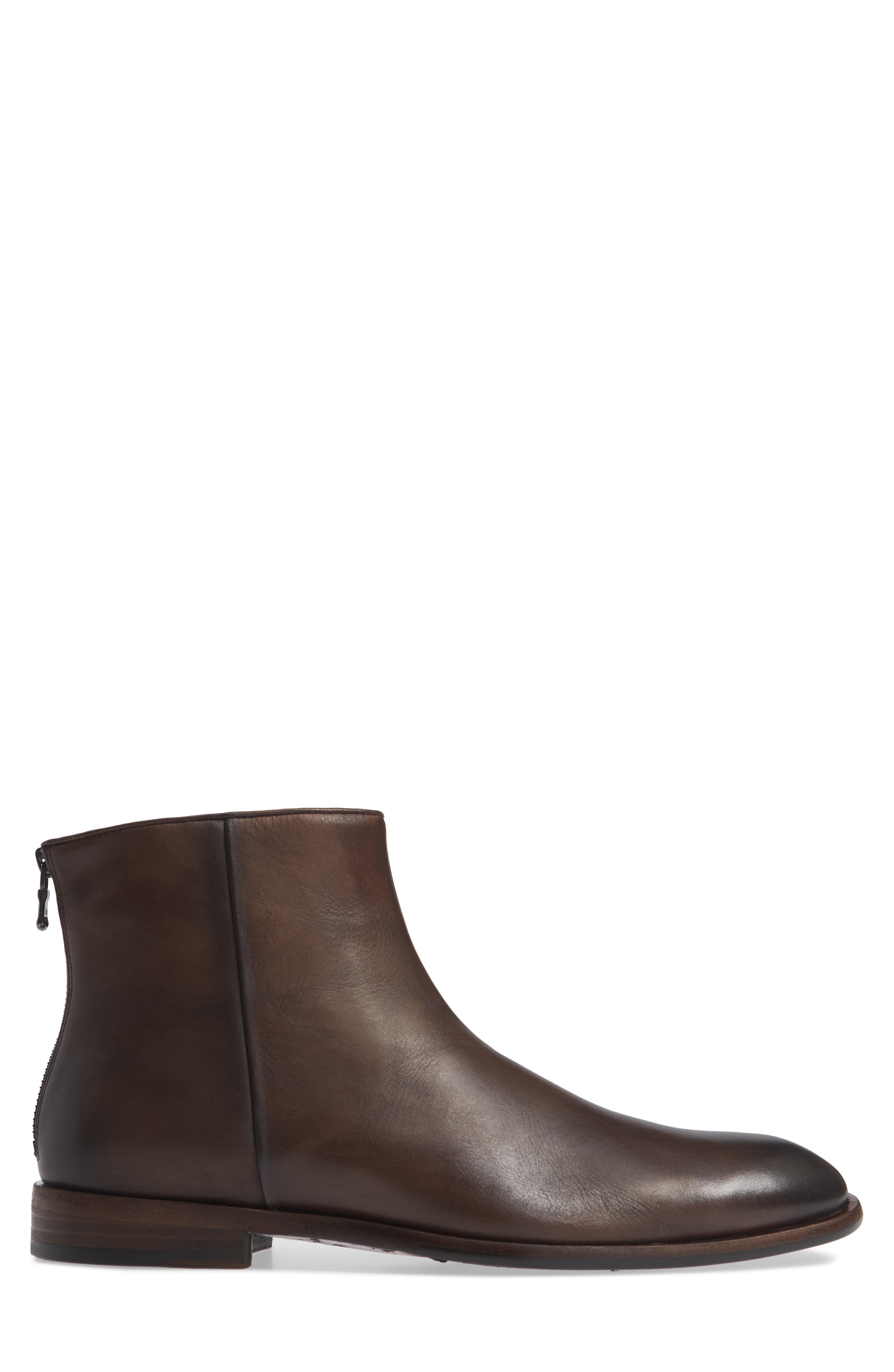 NYC Back Zip Boot, Alternate, color, WOOD BROWN LEATHER