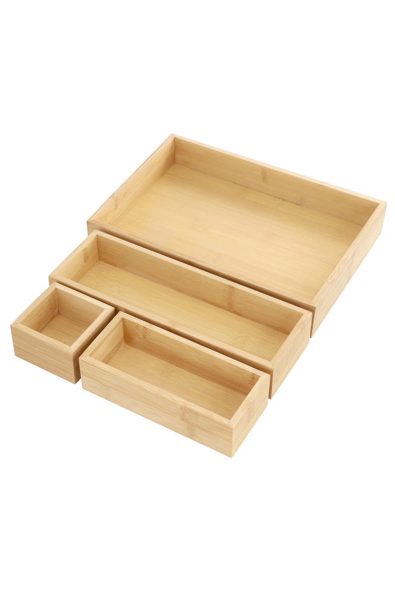 Wood Storage and Organization Trays, Alternate, color, Bamboo
