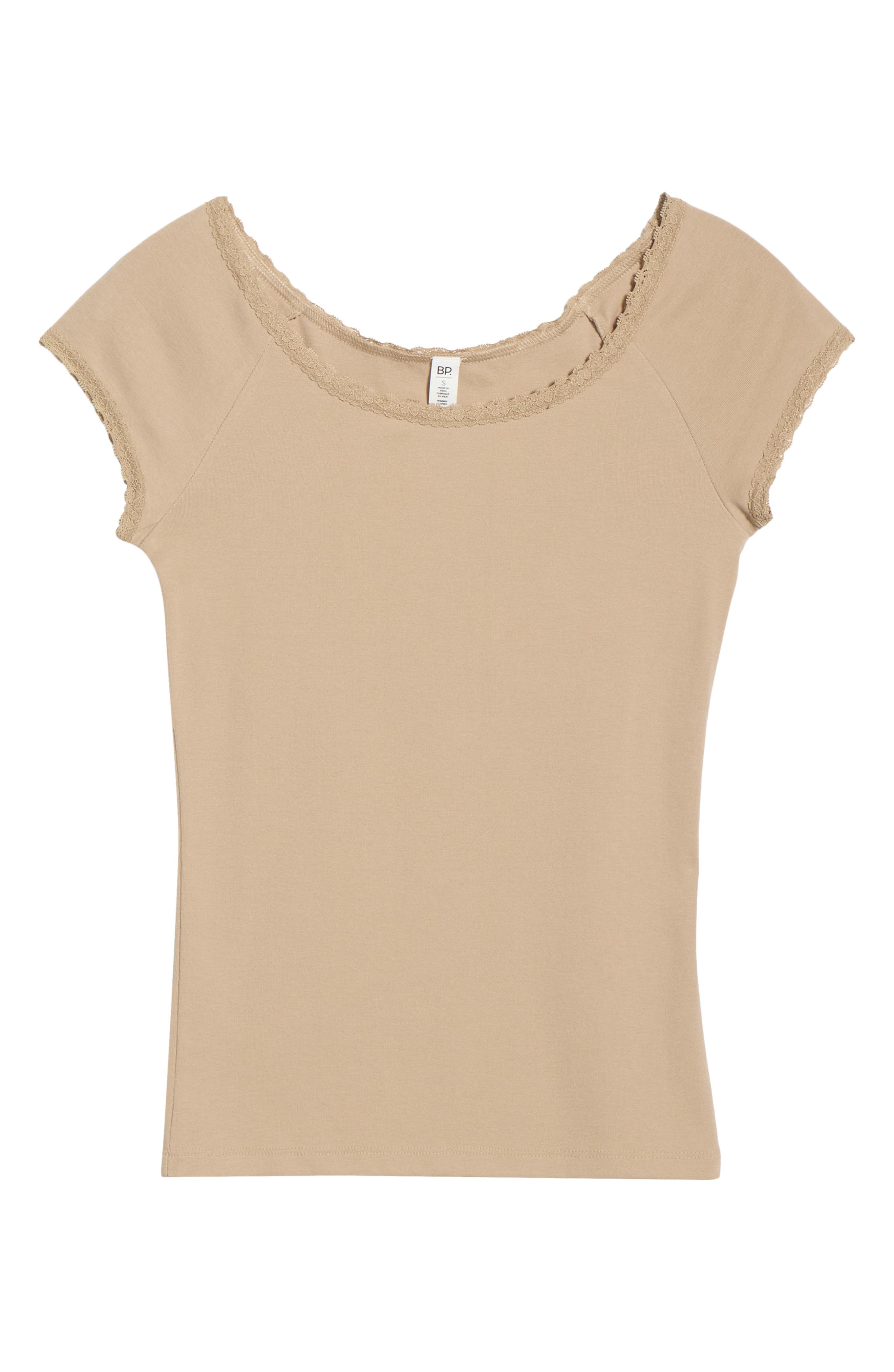 Lace Trim Cotton Blend T-Shirt - image 3