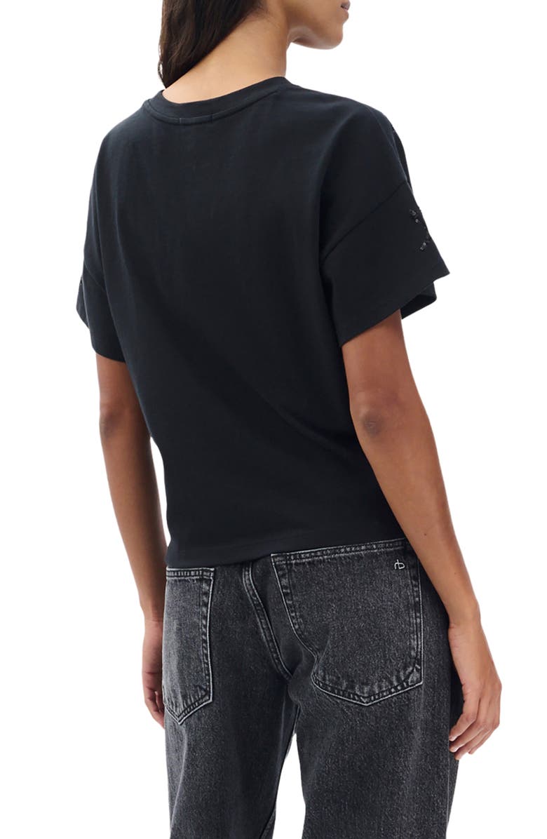 rag & bone/JEAN Kelly Beaded Floral Boxy T-Shirt, Alternate, color, Black