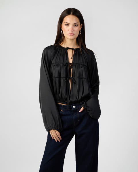 Cocoon Sleeve Front Tie Top