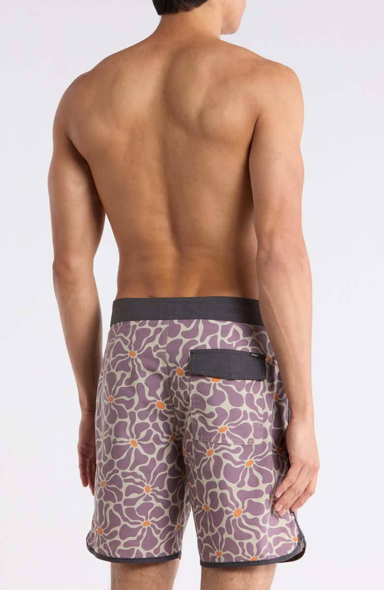 O'Neill OG Print Scallop Swim Trunks, Alternate, color, Grape Shake