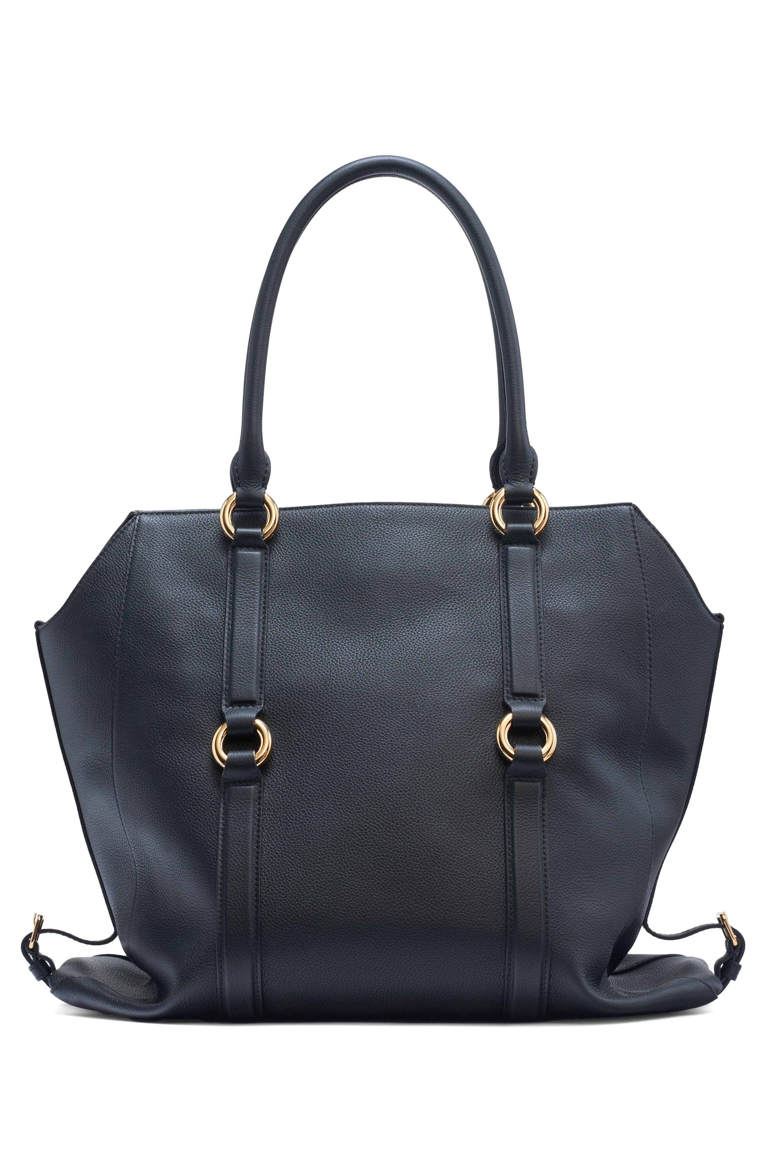McQueen Farringdon Leather North/South Tote, Alternate, color, Black/ Gold