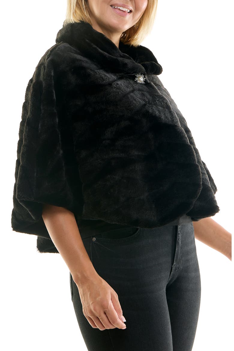Faux Fur Bolero, Alternate, color, BLACK