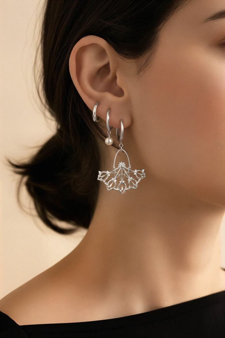 Daphne Earrings, Alternate, color, Silver