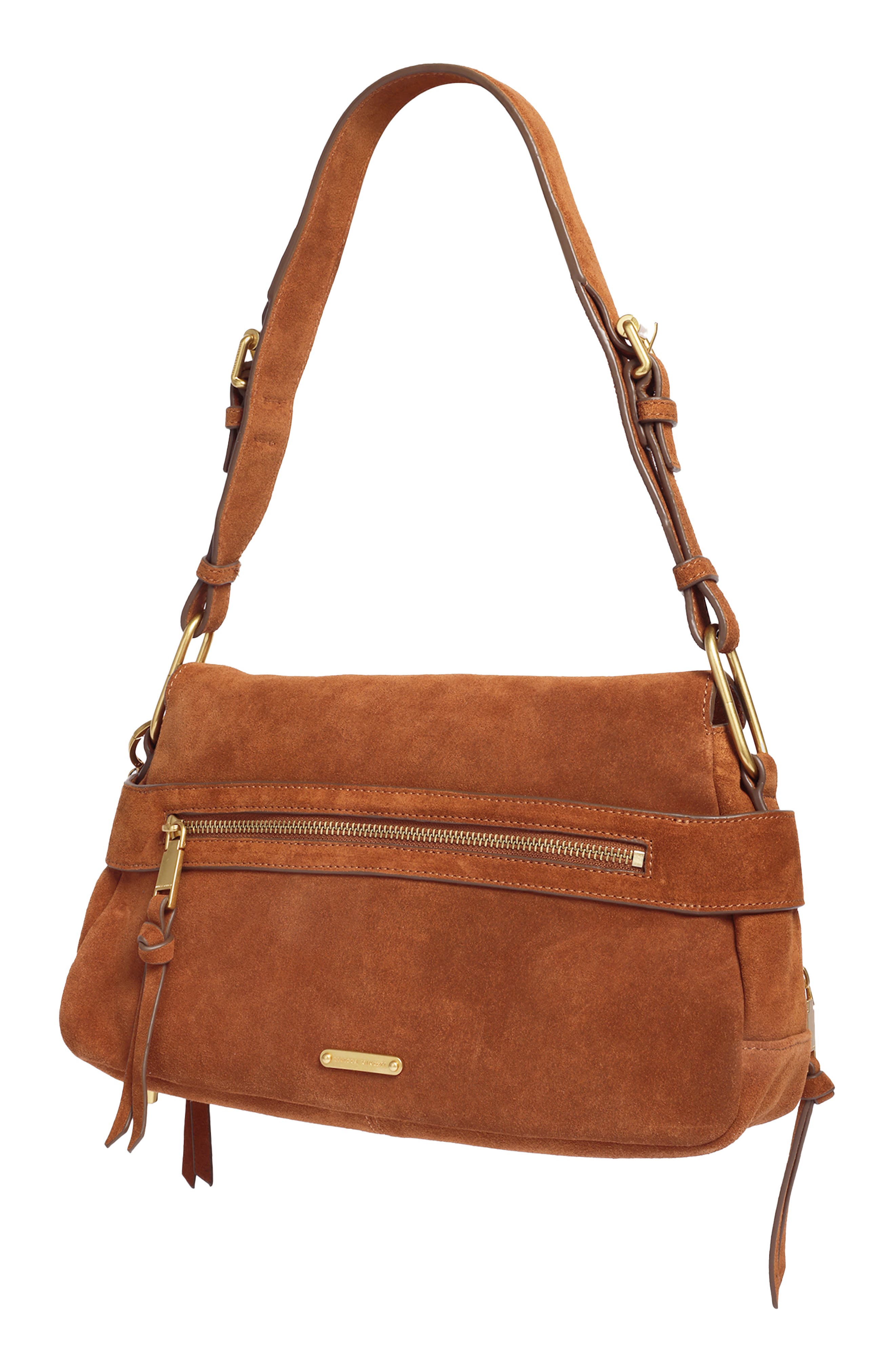 Julian Suede Shoulder Bag, Alternate, color, COGNAC