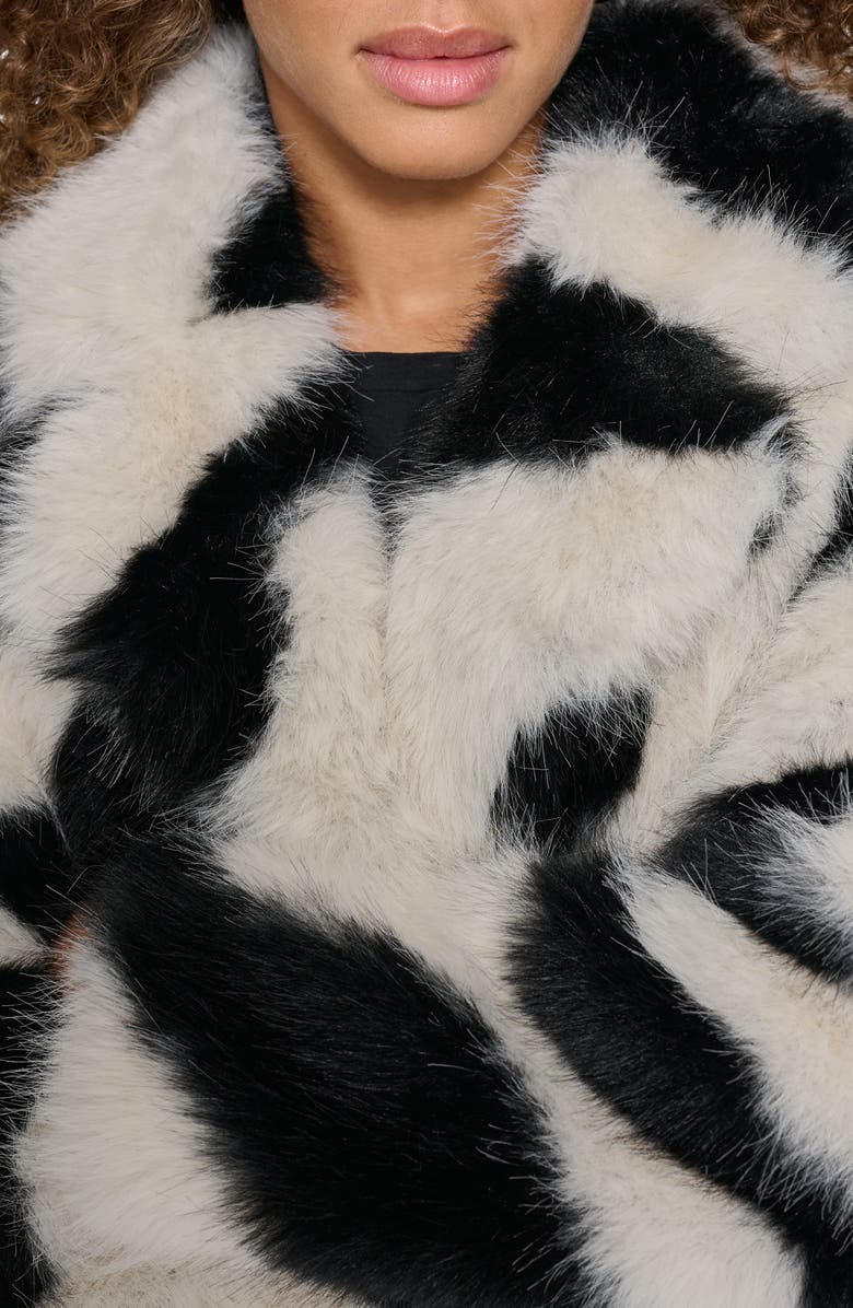 KARL LAGERFELD PARIS Oversize Zebra Print Faux Fur Jacket, Alternate, color, Black White