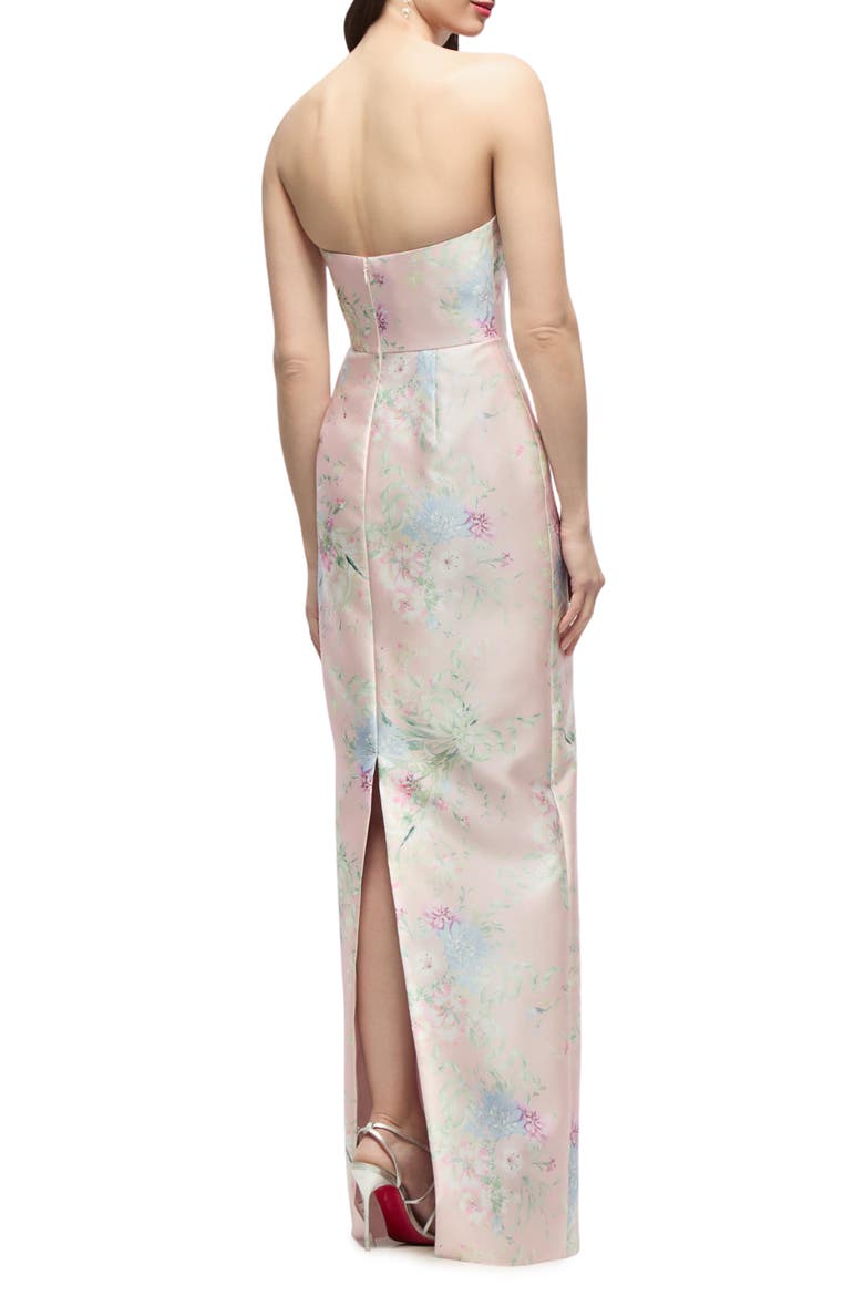 Jacqueline Floral Strapless Satin Twill Column Gown, Alternate, color, ESME FLORAL