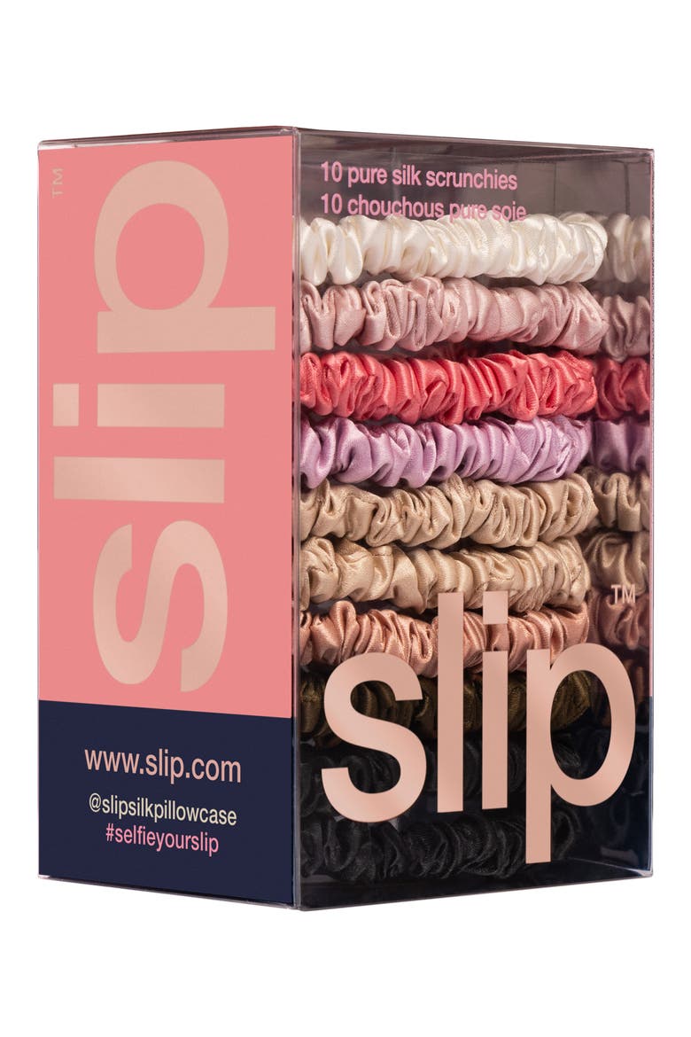 10-Pack Assorted Skinny Silk Scrunchies $100 Value, Alternate, color, PINK MULTI