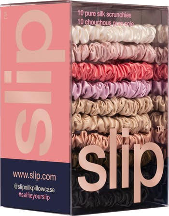 10-Pack Assorted Skinny Silk Scrunchies $100 Value