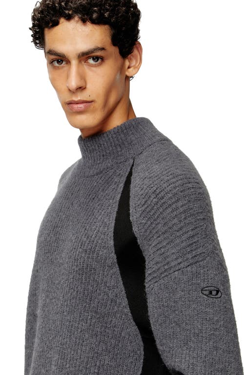 Diesel Alpaca-blend Jumper With Contrast Inserts In Gray
