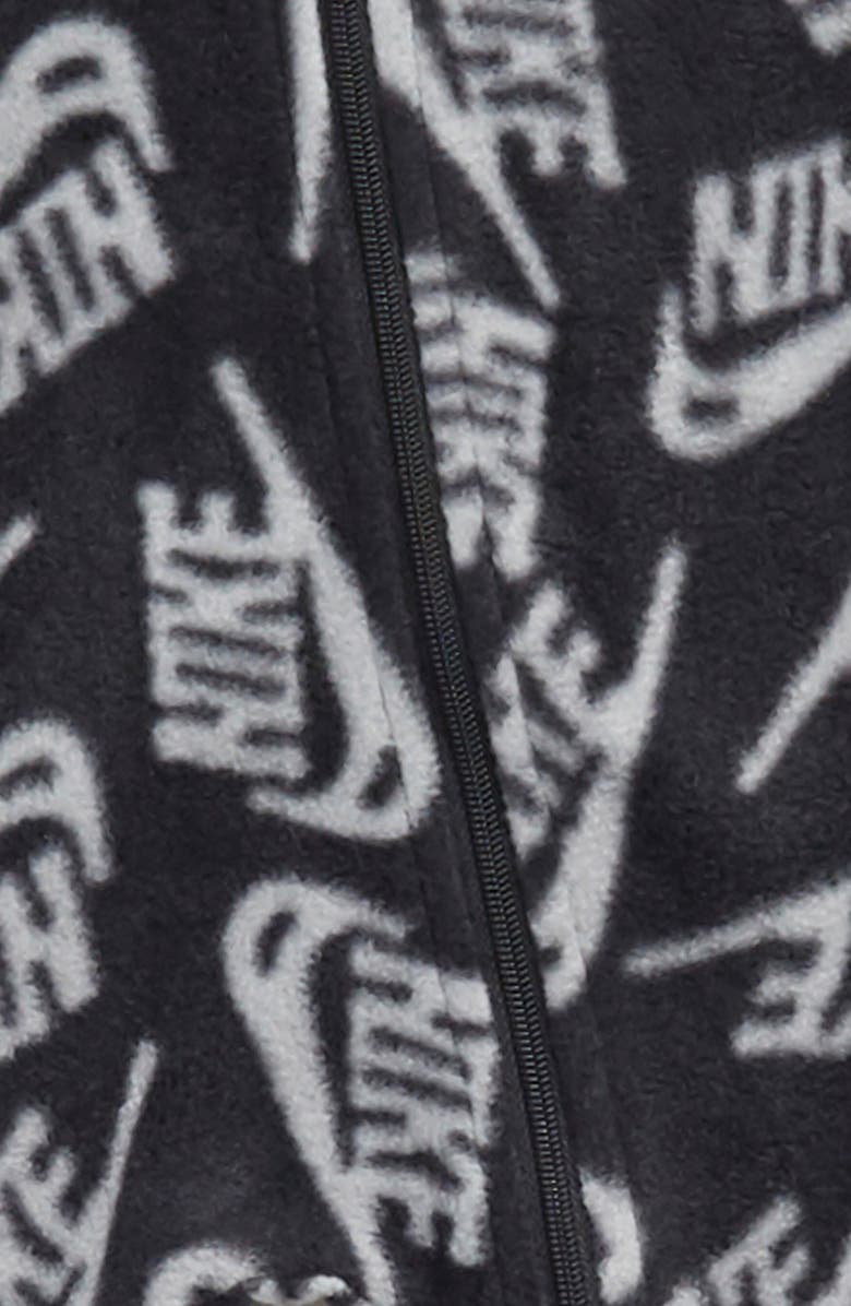 Nike Allover Swoosh Print Microfleece Footie, Alternate, color, Dark Smoke Gray