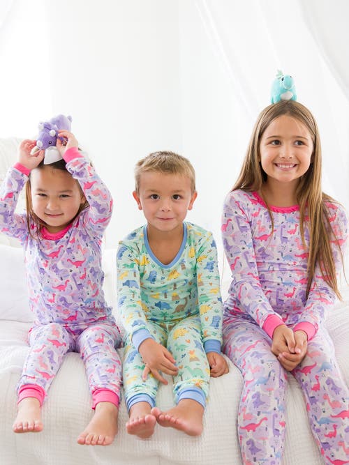 Shop Rufflebutts Softsnooze Girls Ruffle Long Sleeve Pajama Set In Sweetie-saurus