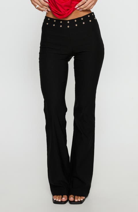 Yevina Grommet Waist Low Rise Flare Pants