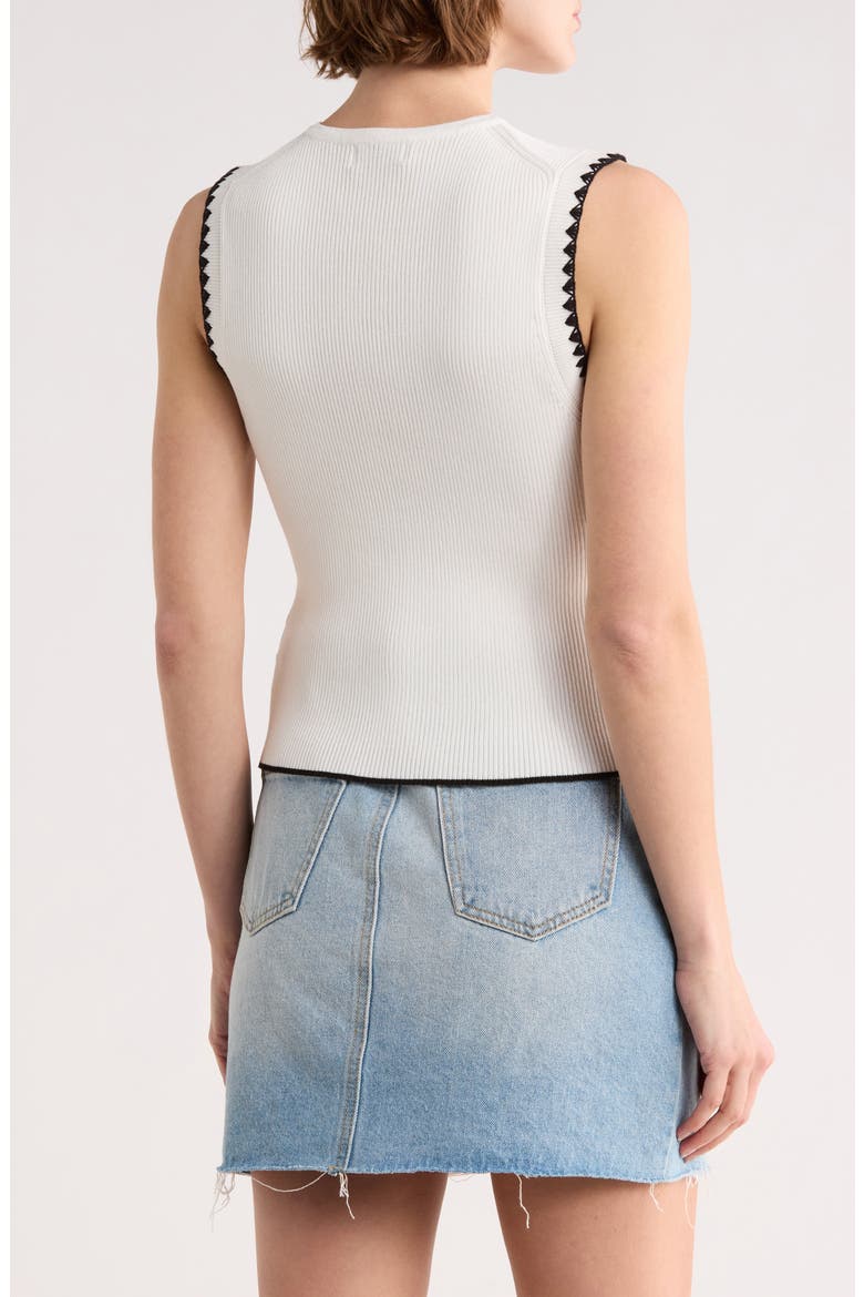 Contrast Stitch Knit Button Front Top, Alternate, color, IVORY