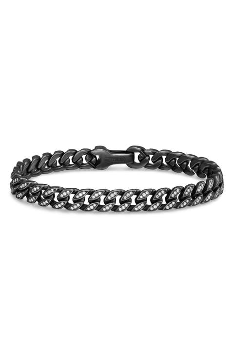 Curb Chain Bracelet in Black Titanium with Diamonds