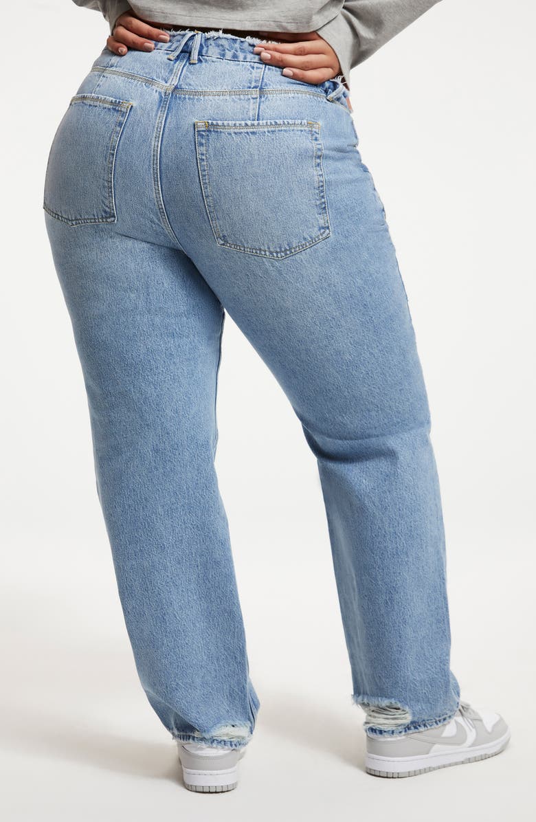 Good American 90s Ripped High Waist Straight Leg Jeans, Alternate, color, 