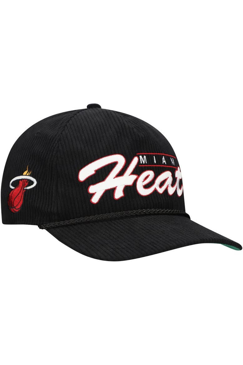 Men's '47  Black Miami Heat Double Header Sidepatch Cord Hitch Adjustable Hat, Alternate, color, Black